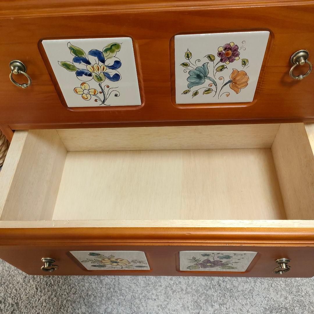 ヴィンテージ バレンシア スパニッシュタイル チェスト 北欧カントリー 収納