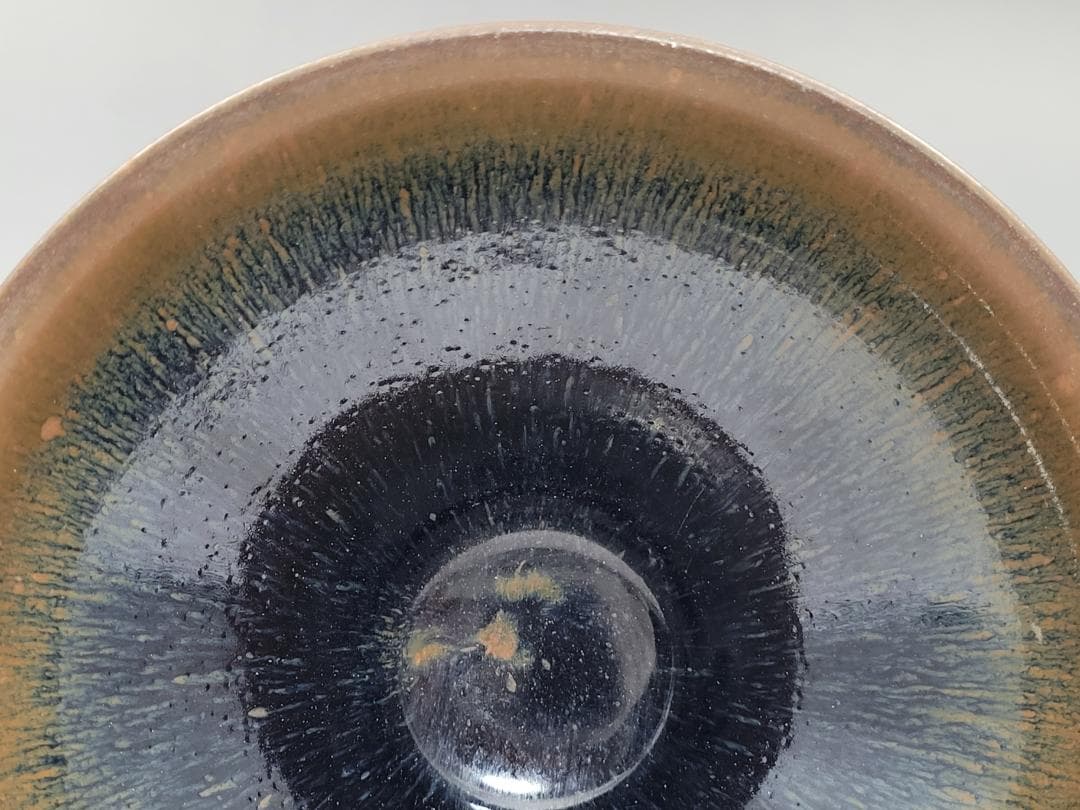 黑釉 窯変紋 天目 茶碗 宋元時代 幅約12.6cm