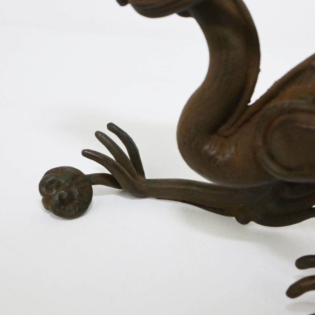 蝋型師 須賀月真 作 鋳銅 雨龍 置物 共箱