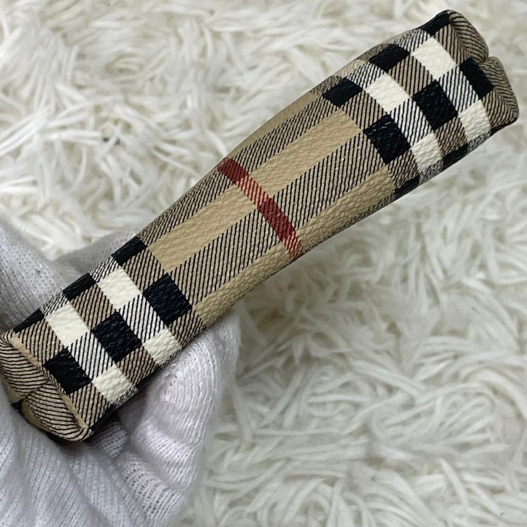 美品 BURBERRY バーバリー ミニポーチ ノバチェック プローサム 騎士
