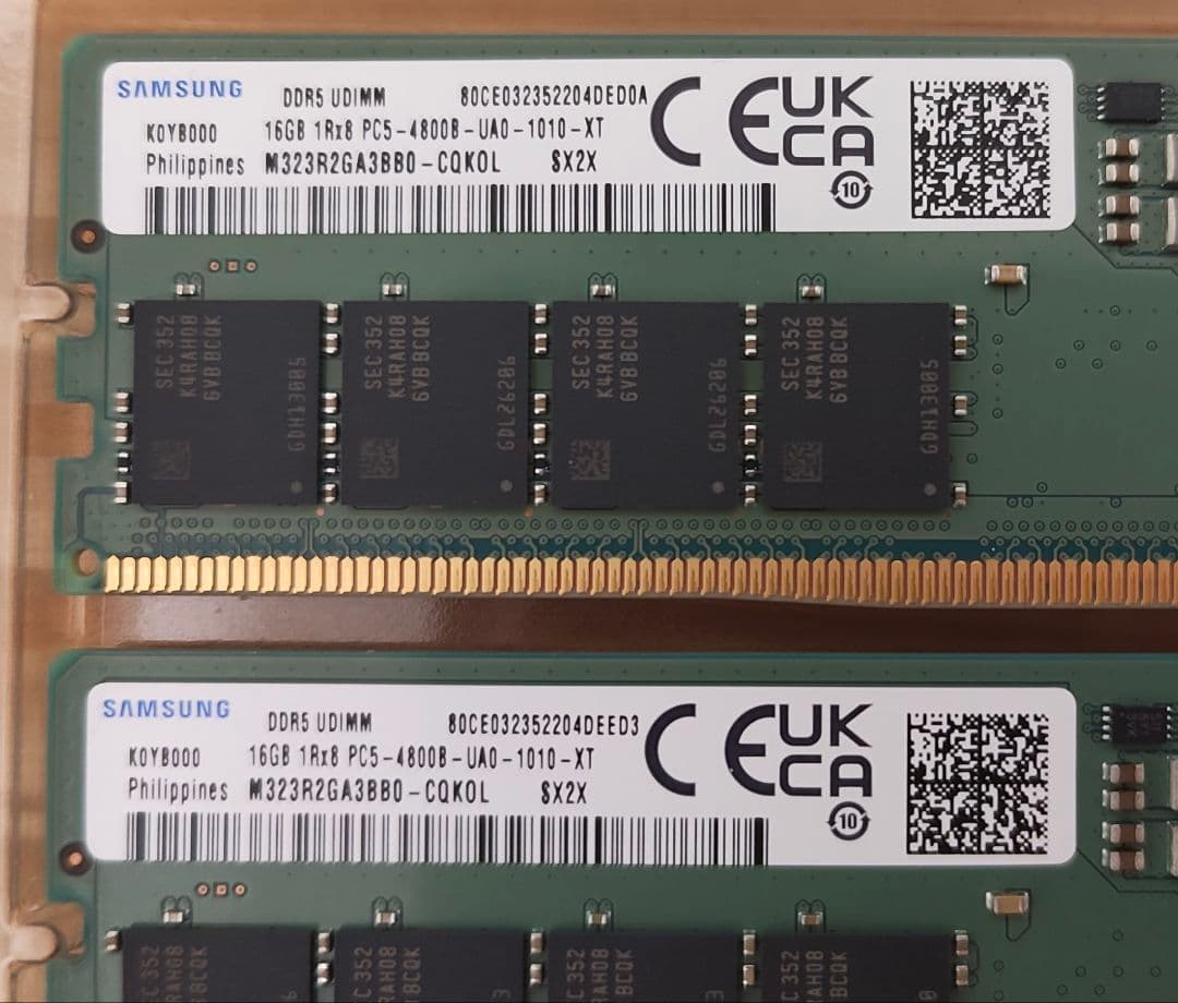 【中古品】Samsung 32GB（16GB×2）DDR5 4800MHz