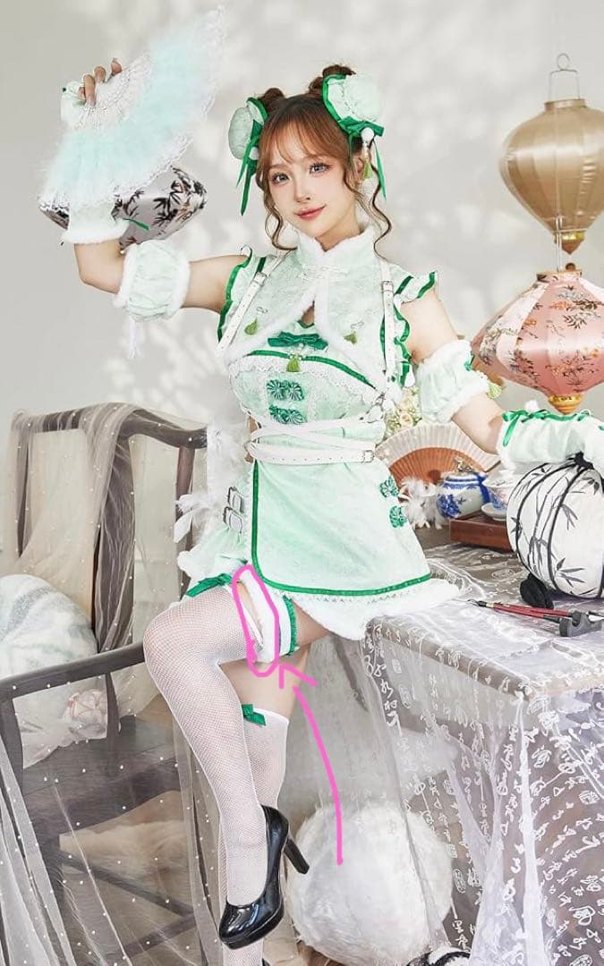malymoon もこもこハーネスチャイナ ミントグリーン チャイナ服 メイド