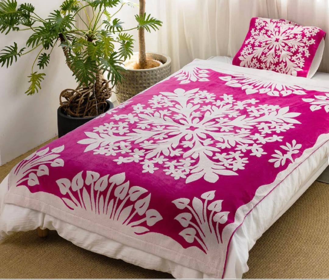 【新品未使用】Kathy Mom タオルケット プルメリアピンク　お値下げ中