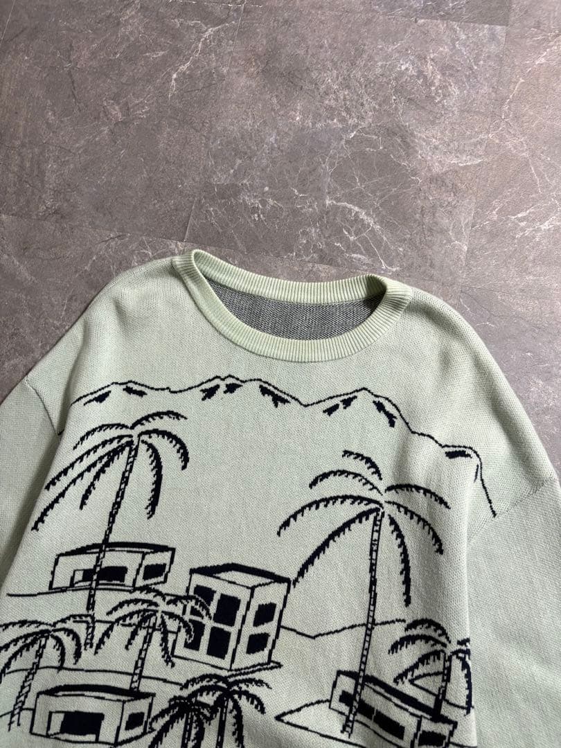 トップス crepuscule cotton knit sweater mint blue