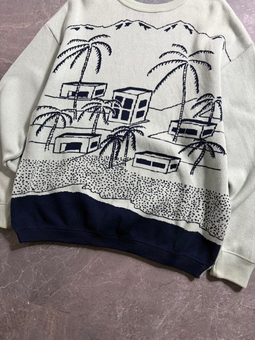 トップス crepuscule cotton knit sweater mint blue