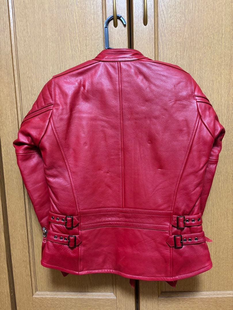 max fritz 赤 シングルライダースジャケット 40