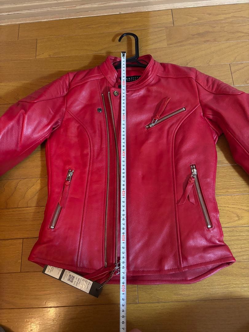 max fritz 赤 シングルライダースジャケット 40