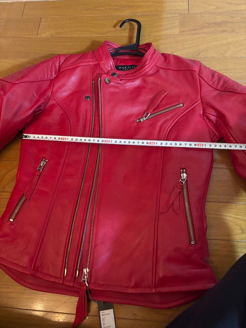 max fritz 赤 シングルライダースジャケット 40