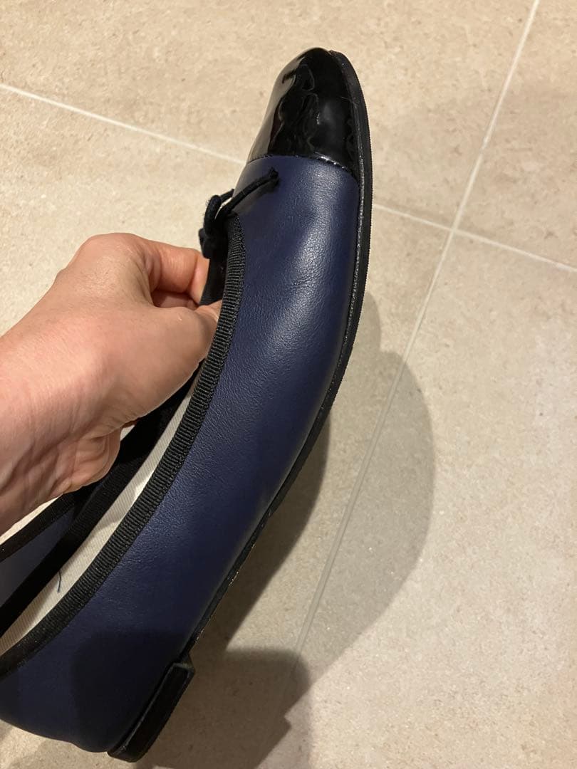 Repetto floraネイビー ブラック フラットシューズ 41