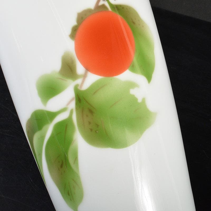 有田焼　宮内庁御用達　深川製磁　色絵鳥果実文　花瓶　花入　共箱　C　5500