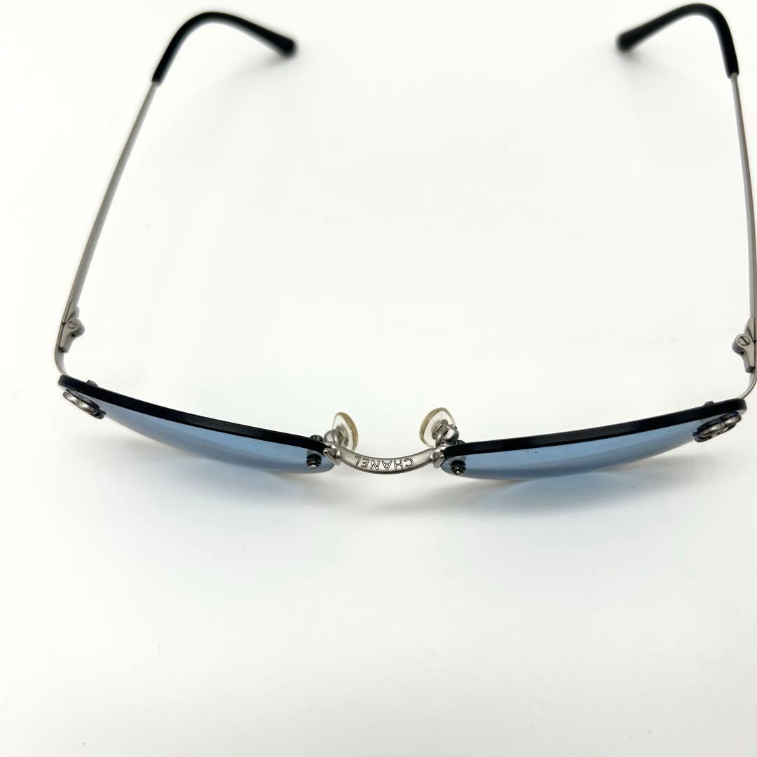 美品 CHANEL サングラス ココマーク リムレス ブルー 4003 ケース付