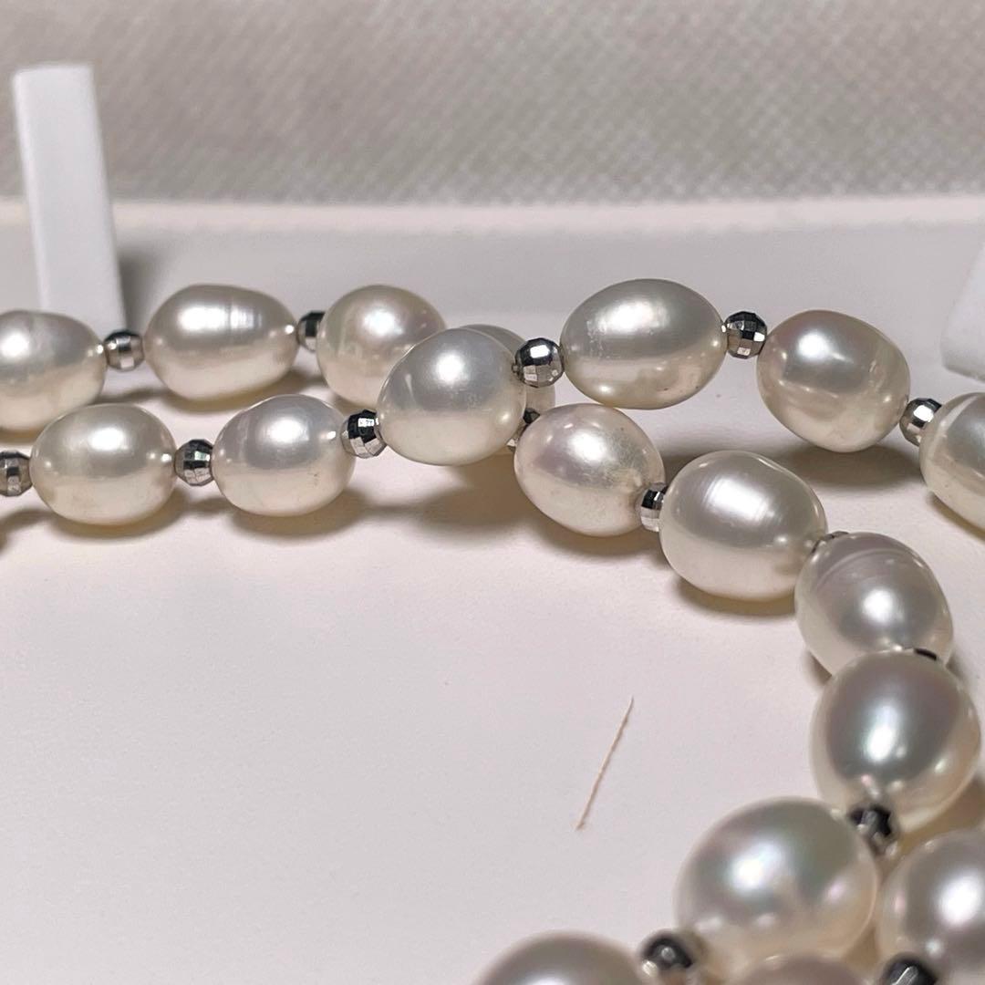 薔薇モチーフ クラスプ 大珠 本真珠 ネックレス 7.5〜8.3㎜ O581