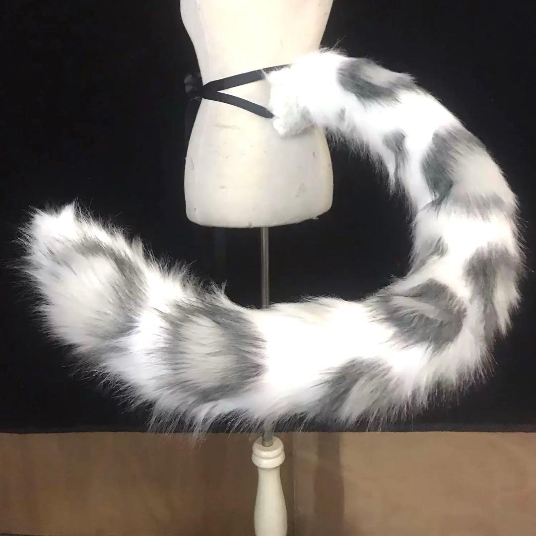 ハンドメイド動物しっぽ　アニマルテール 130cm ユキヒョウ　雪豹