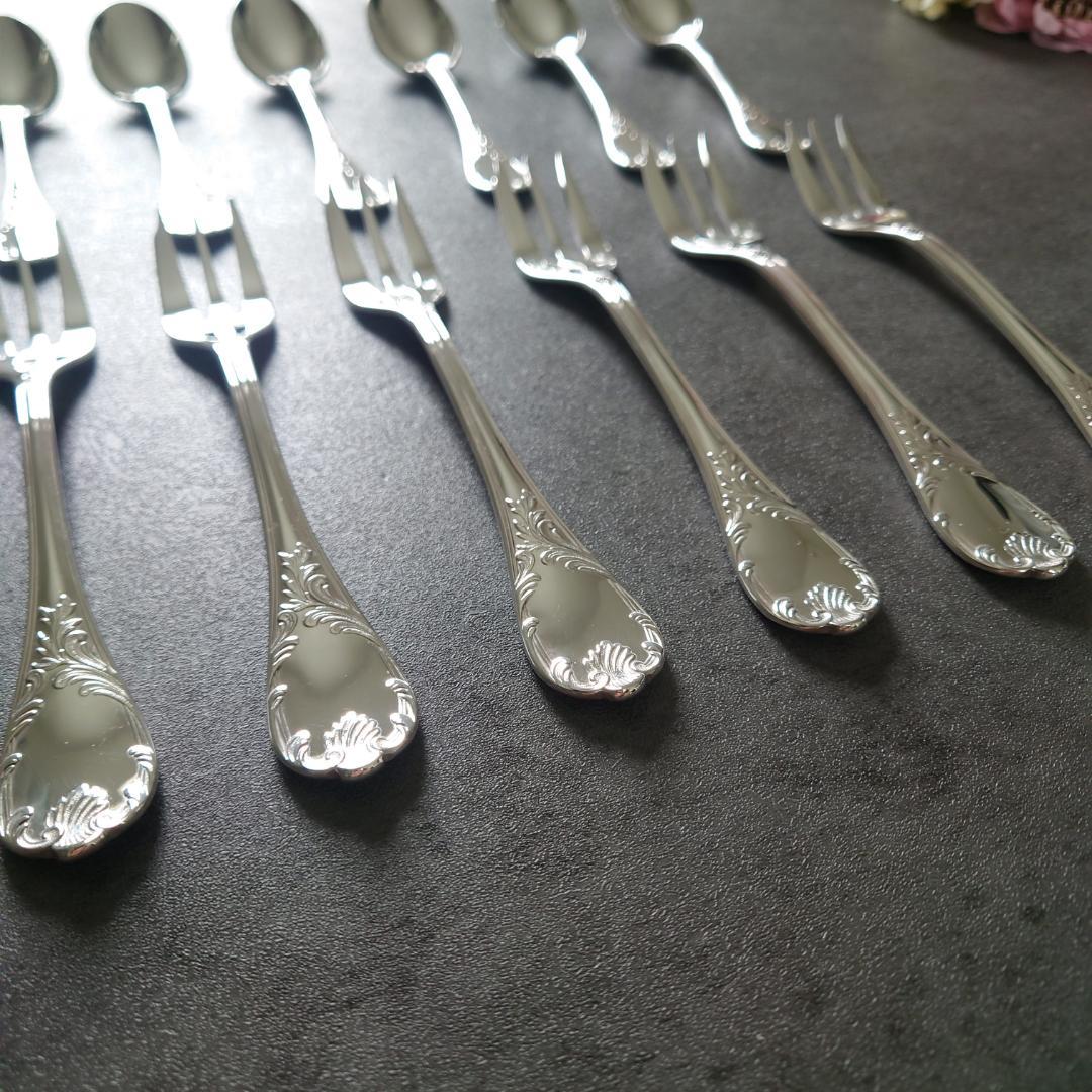 極美品 クリストフル マルリー ケーキフォーク コーヒースプーン 12点 箱付き