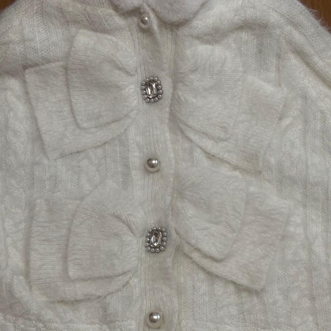 LIZLISA リズリサ　ポンチョ　白　ファー　リボン