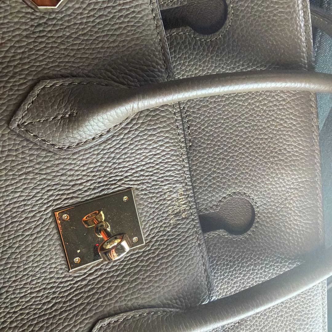 グレー レザー ハンドバッグ