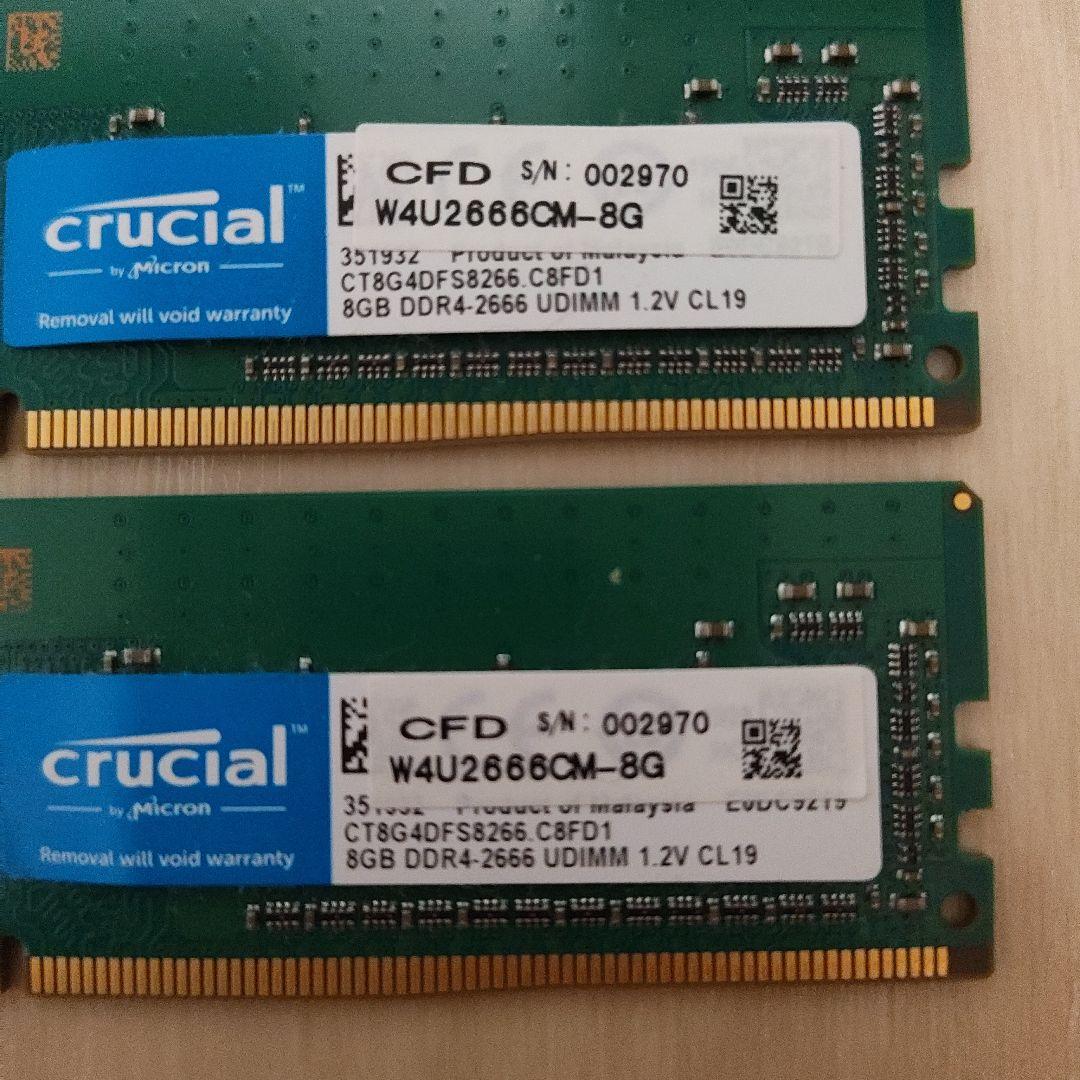 crucial W4U2666CM-8G 8GB DDR4 メモリ ×2
