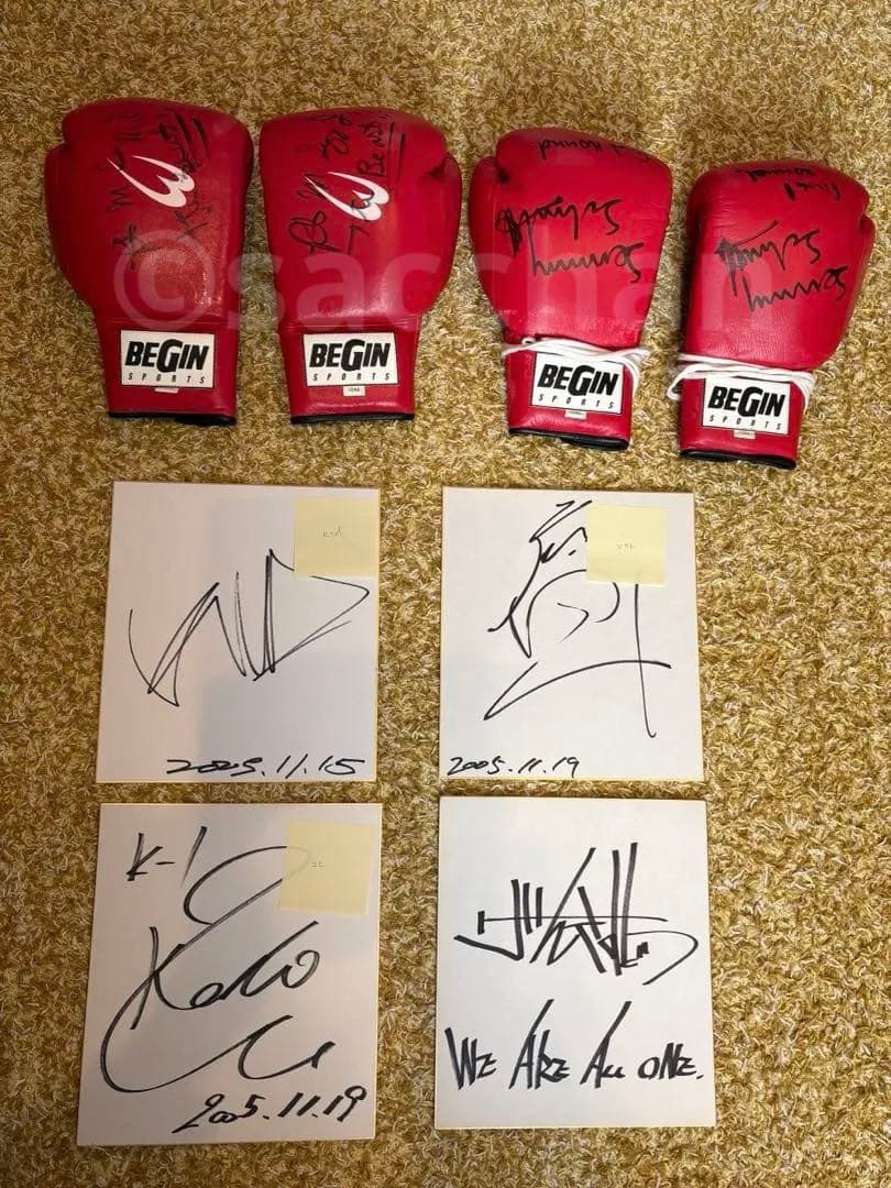 K-1 2005 セミー・シュルト他 サイン入りグローブ&色紙　6点セット