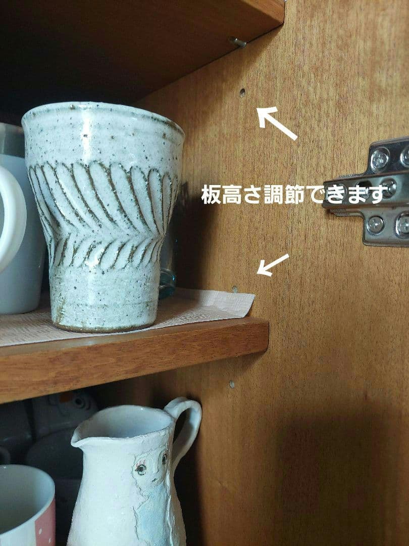 美品 幅115 高級 天然木 食器棚 トレー付き