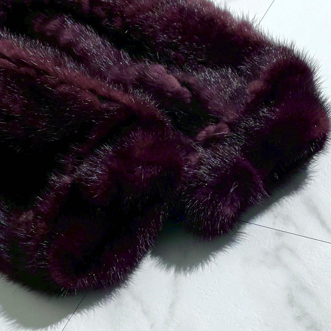 美品✨ SAGAMINK カラーミンク パープル ファーコート ハーフ丈 L