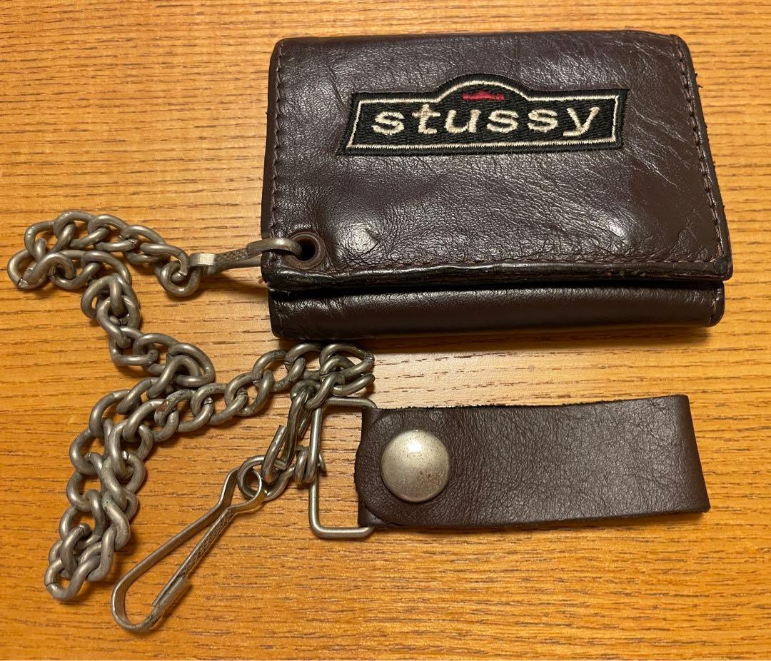 90s オールド ステューシー USA製 チェーンウォレット カードケース 本革