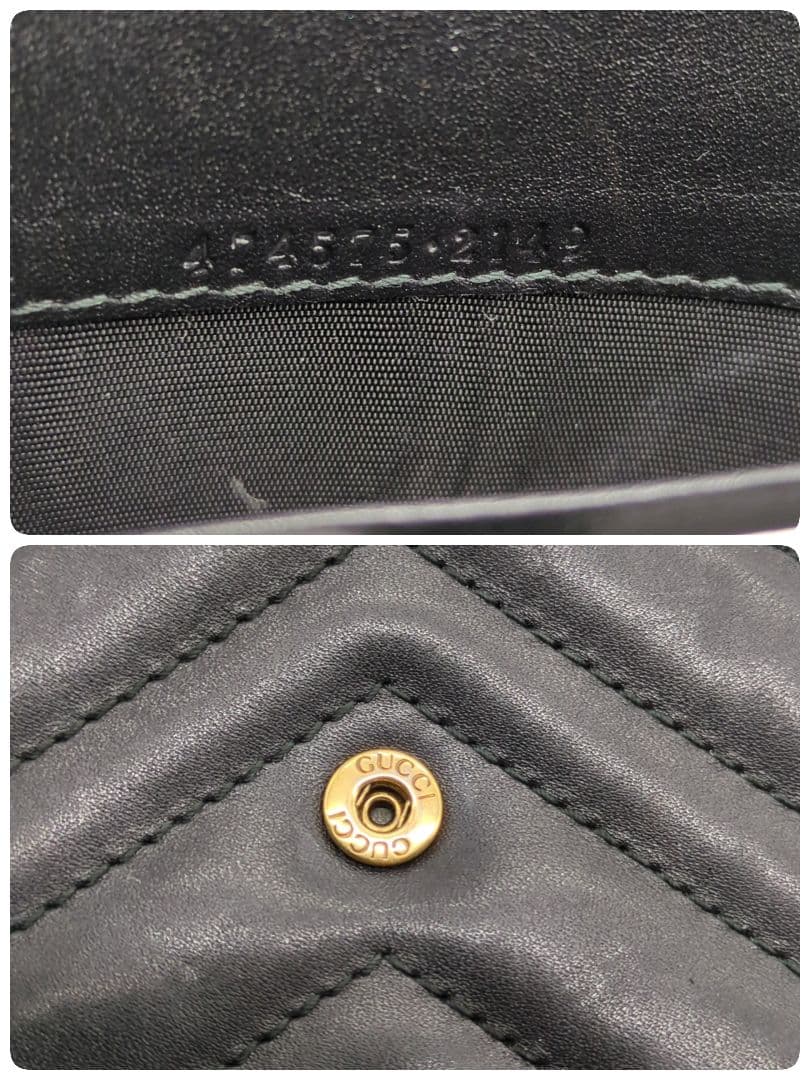 【入手困難・美品】グッチ☆チェーンウォレット GGマーモント キルティング 黒