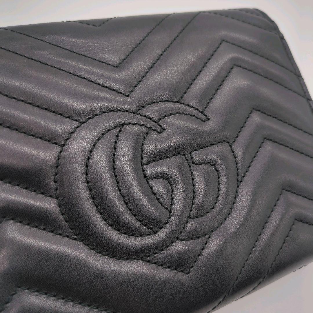 【入手困難・美品】グッチ☆チェーンウォレット GGマーモント キルティング 黒