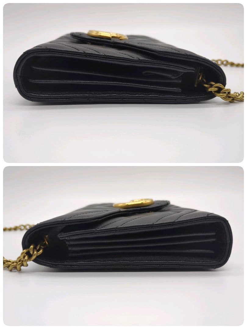 【入手困難・美品】グッチ☆チェーンウォレット GGマーモント キルティング 黒