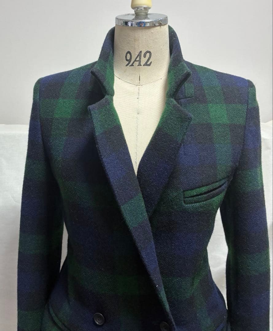 Cabanaダブルブレスト ブラックウォッチ　ウールテーラードジャケット 38