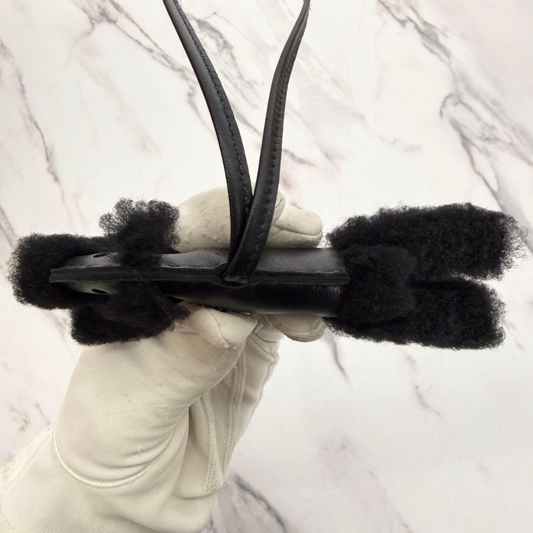 【新品未使用】エルメス バディ チャーム ブラック 黒 ムートン W刻印