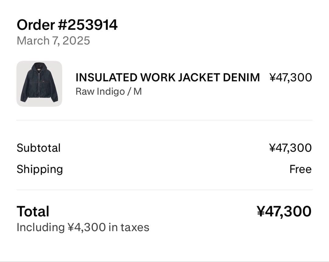 Stüssy デニムワークジャケット インディゴ サイズM