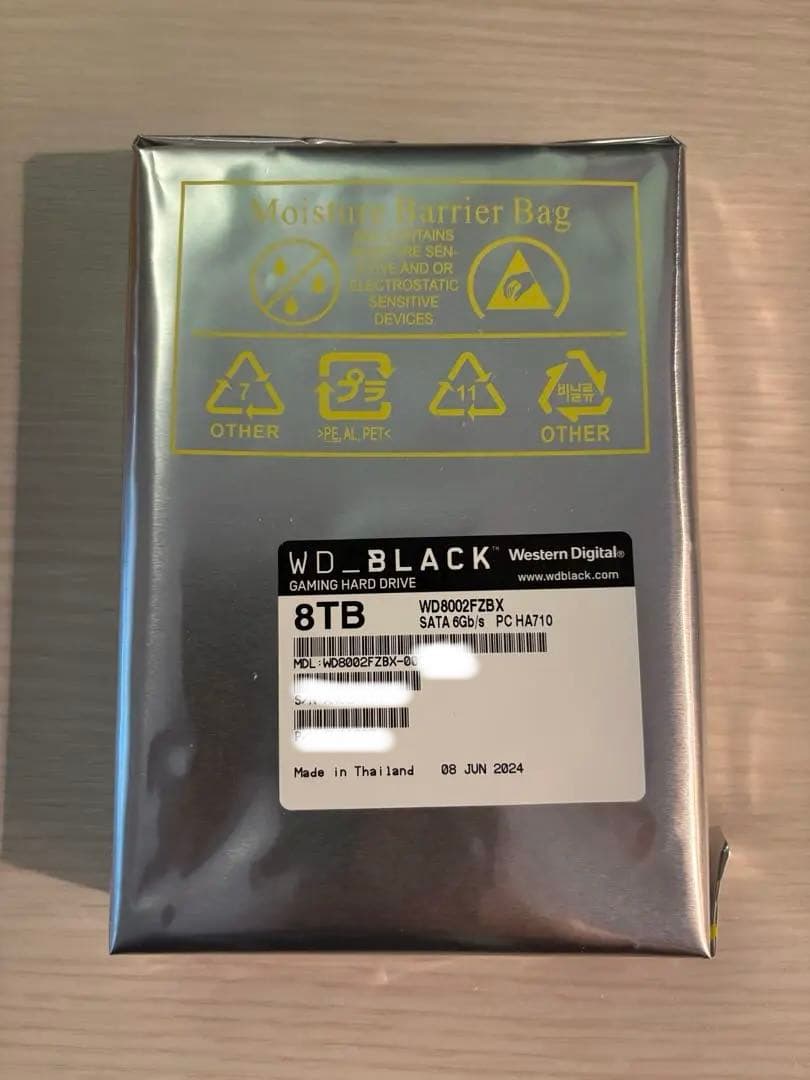 【新品】Western Digital WD8002FZBX 8TB 内蔵HDD