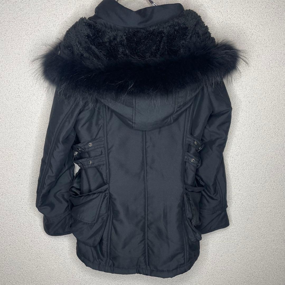 Y2K ダークコア ラクーンファー “甘×毒” ブラックゴシックコート ミサミサ