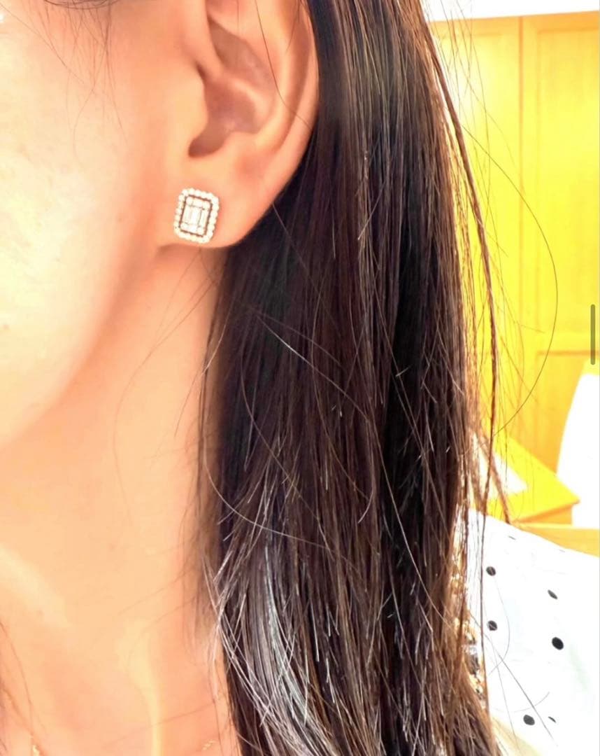 片耳のみ　レハイム　バケットカット　ダイヤモンド　ピアス