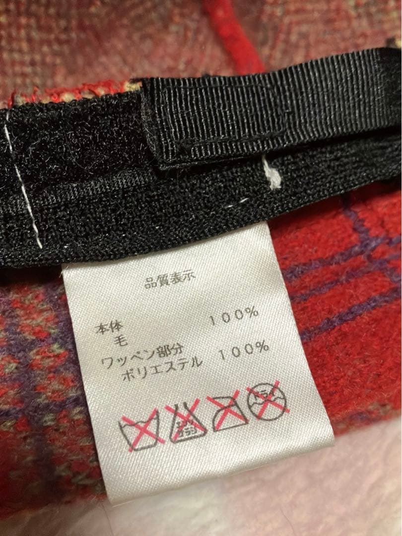 【Vivienne Westwood】 クロシェ、ベレー帽 ワッペン 赤チェック