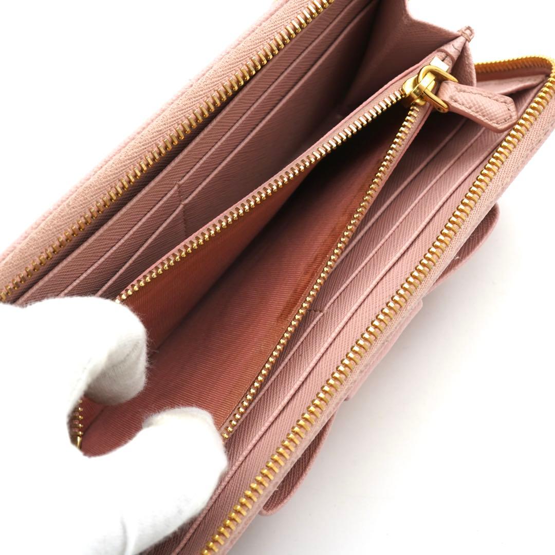 とりさん　PRADA 長財布　サフィアーノ　リボン　L字　アイコン