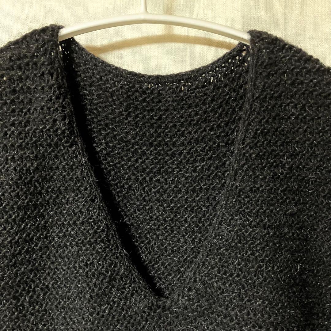 ゴーシュ アルパカウールハンドニット ベスト　ブラック