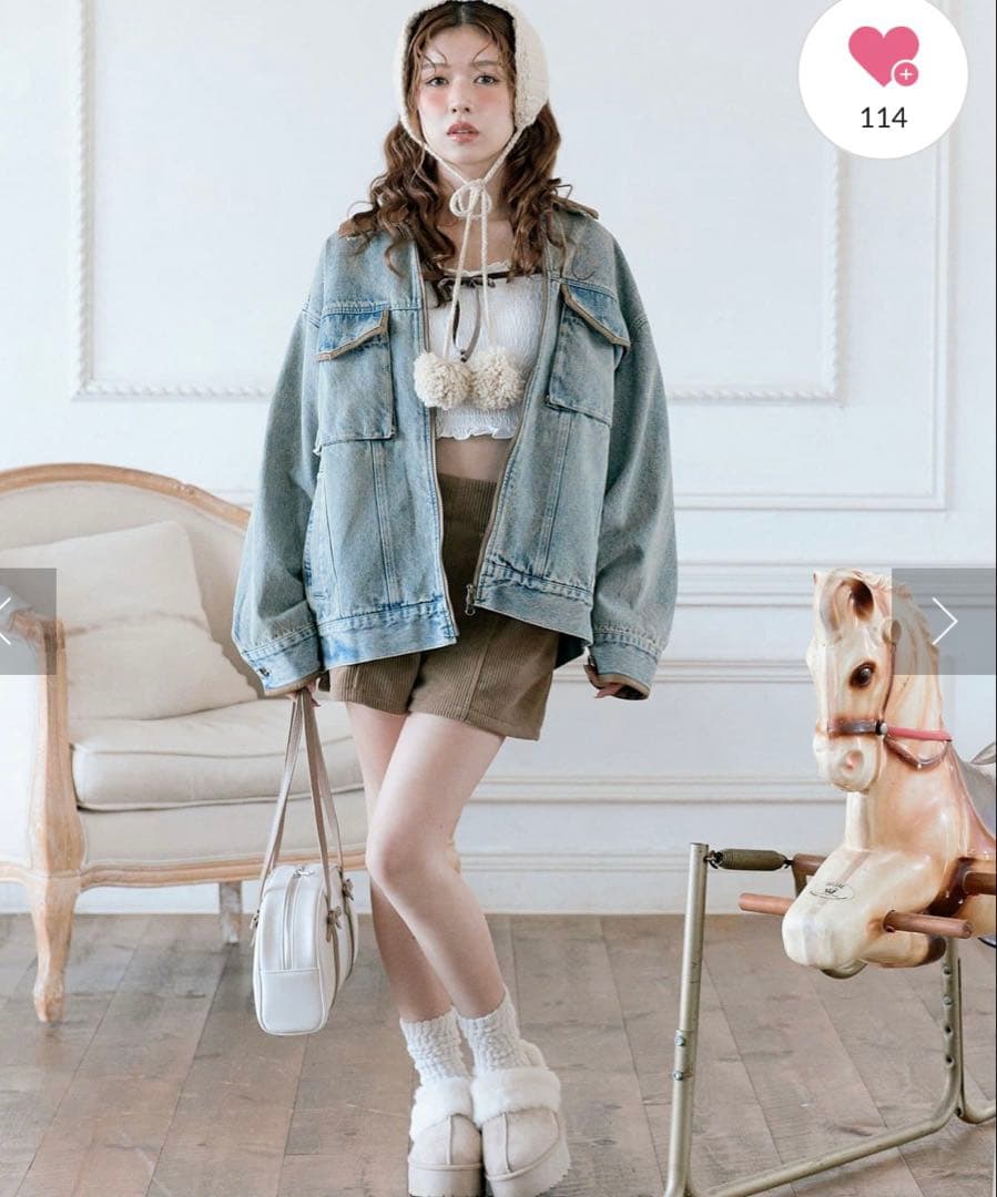 配色衿デニムブルゾン デニムジャケット Ｇジャン