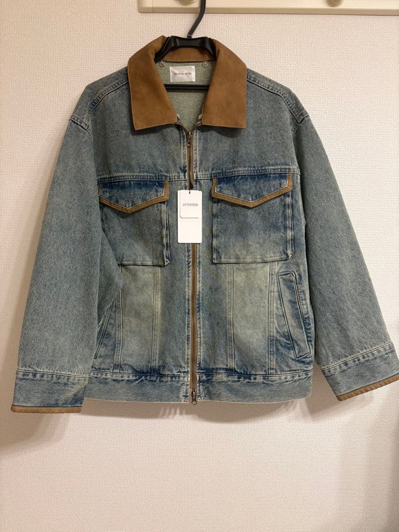 配色衿デニムブルゾン デニムジャケット Ｇジャン