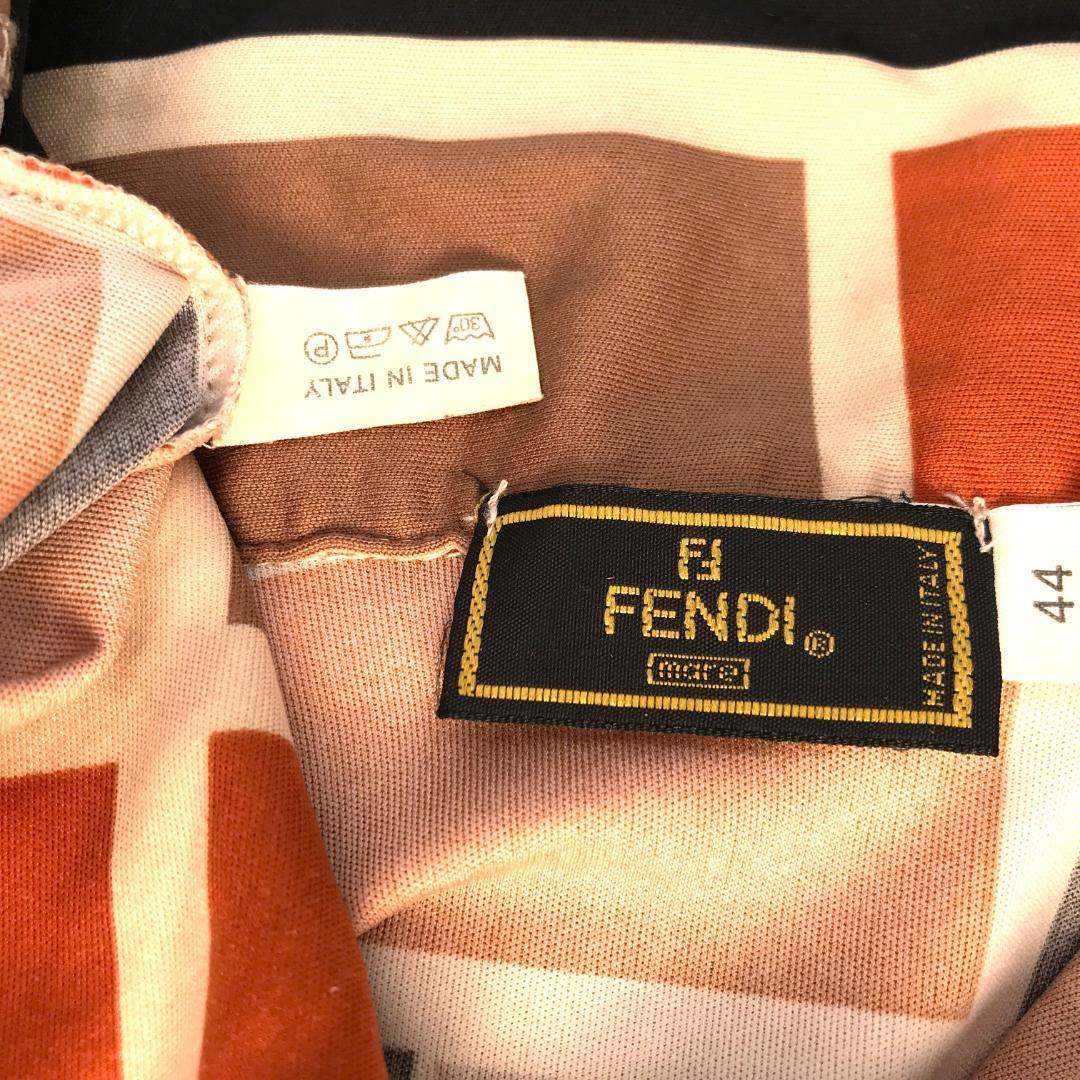 高級FENDI フェンディポロシャツ　ズッカ柄FFロゴ　総柄　44