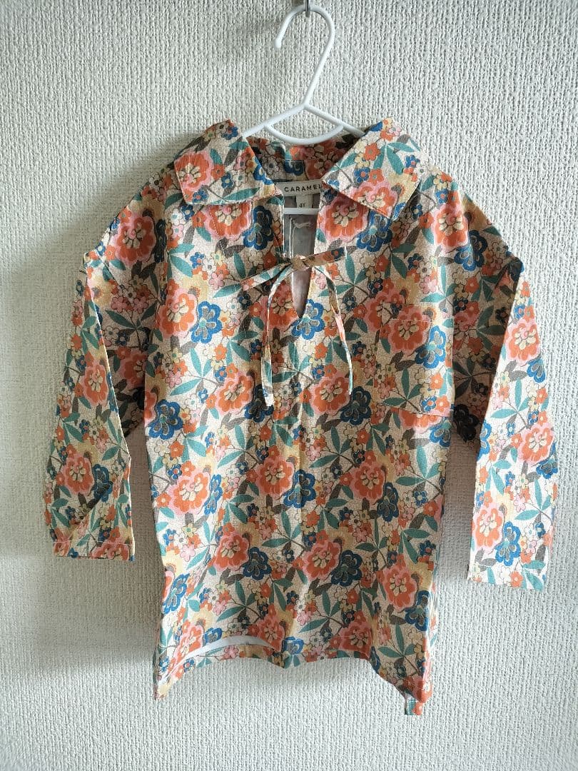【CARAME】vintage floral print ブラウス 4Y