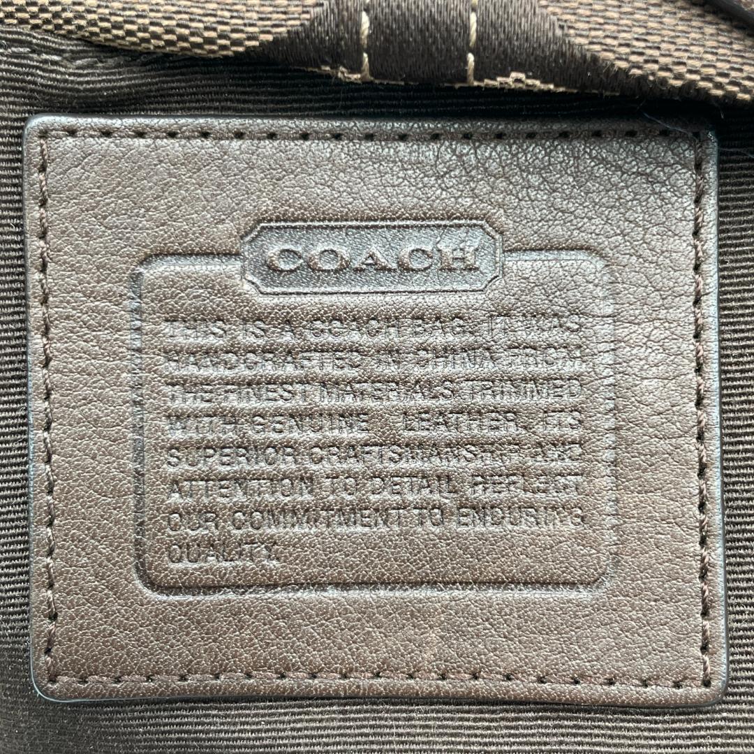 良品 COACH ショルダーバッグ キャンバス ブラウン シグネチャー