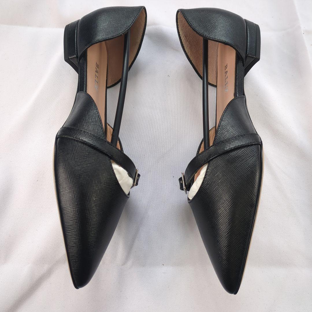 BALLY　バリー　フラットパンプス　レザー　ブラック　未使用級　22.5cm