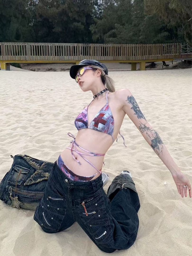 NO ROMANCE 禁断ロマンスシリーズY2Kギャルストラップビキニ水着セット