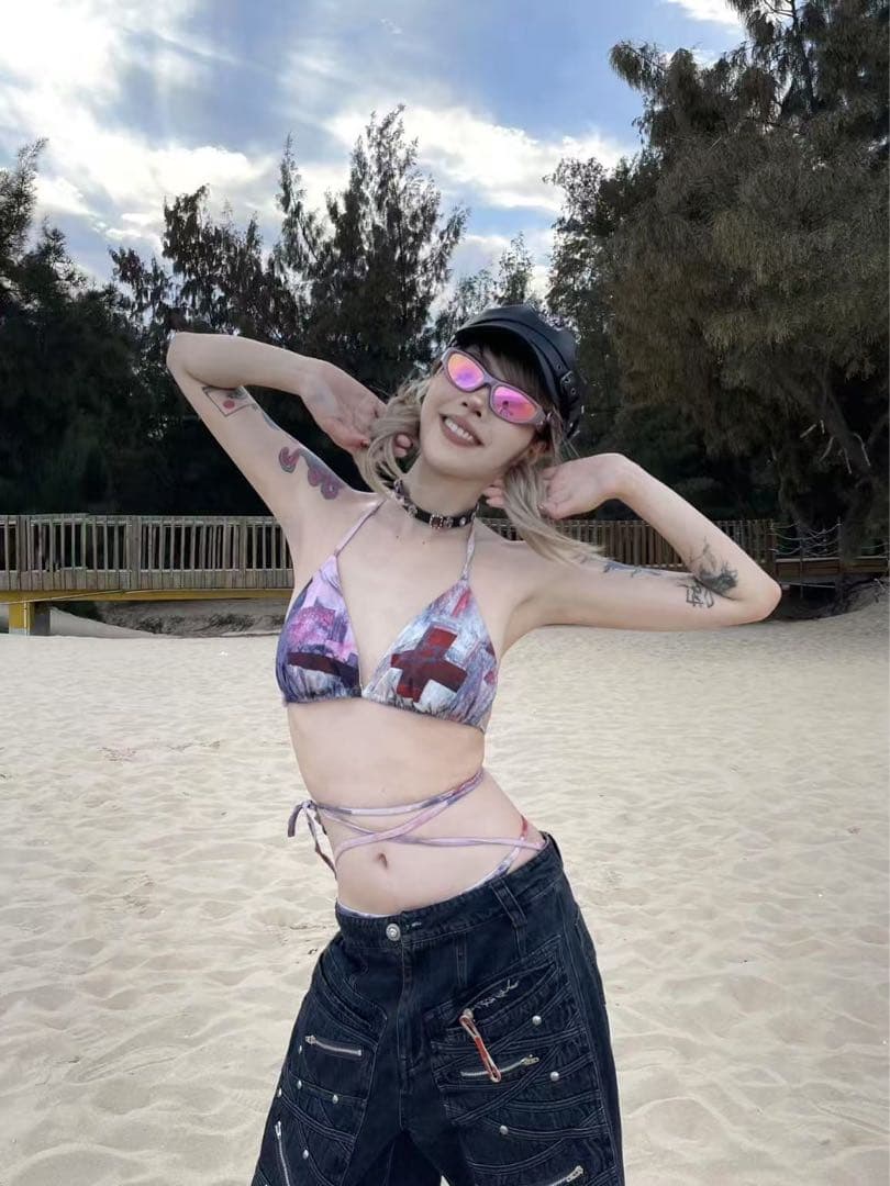 NO ROMANCE 禁断ロマンスシリーズY2Kギャルストラップビキニ水着セット