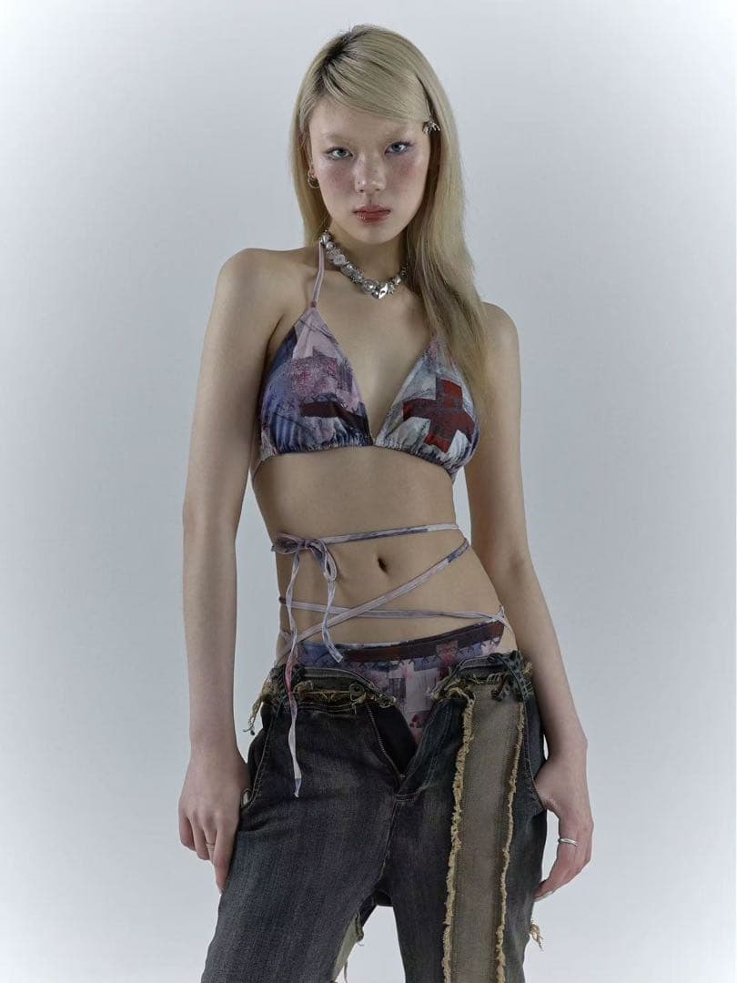 NO ROMANCE 禁断ロマンスシリーズY2Kギャルストラップビキニ水着セット