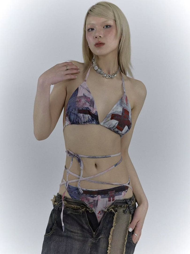 NO ROMANCE 禁断ロマンスシリーズY2Kギャルストラップビキニ水着セット