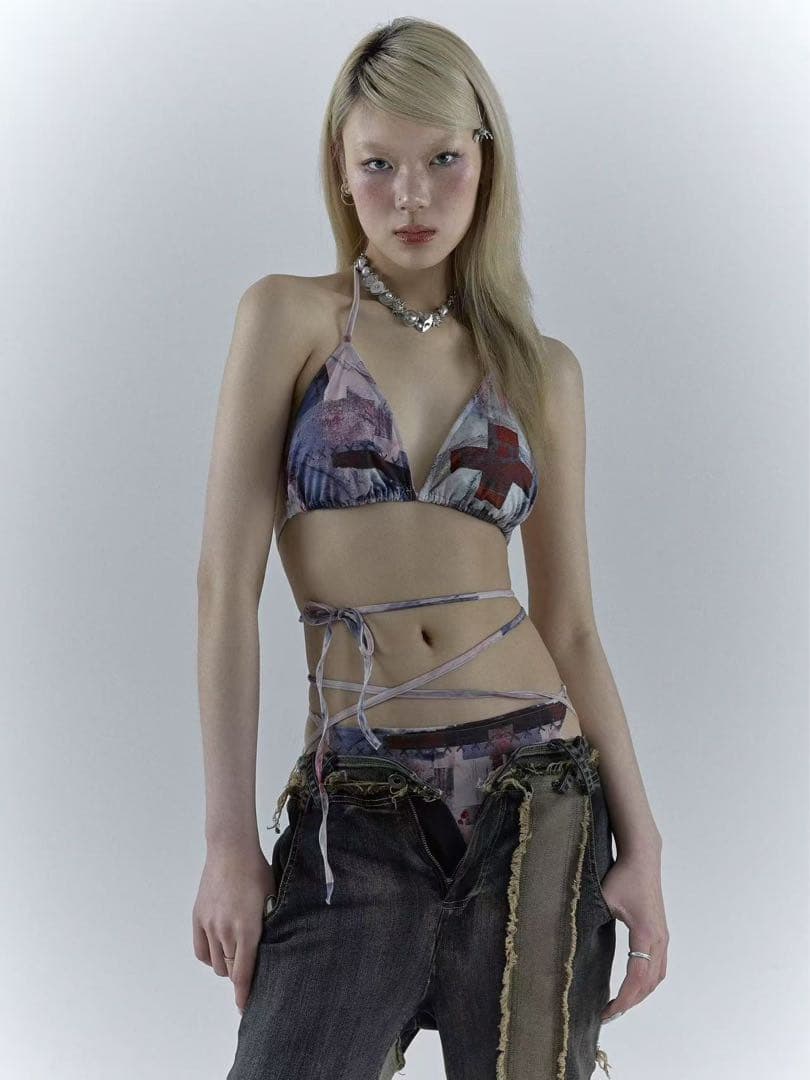 NO ROMANCE 禁断ロマンスシリーズY2Kギャルストラップビキニ水着セット