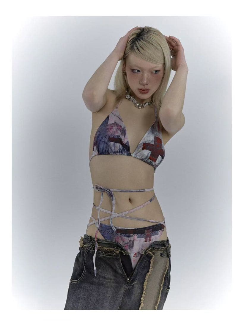 NO ROMANCE 禁断ロマンスシリーズY2Kギャルストラップビキニ水着セット