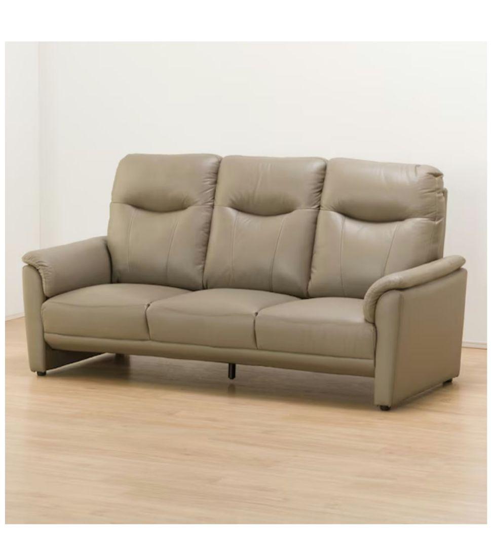 【引き取り希望】ニトリ　ベージュ レザー 3人掛けソファ